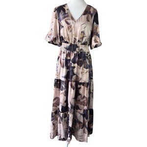Rachel Zoe Pink and Tan Dolman Sleeve Maxi Dress